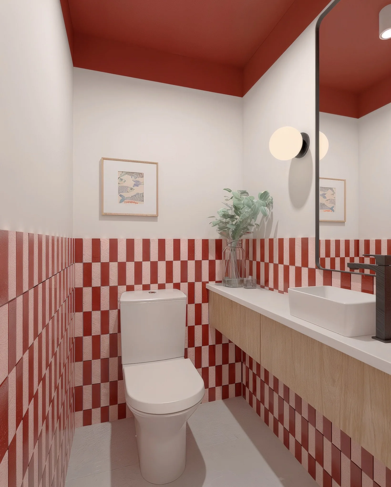 Lavabo vintage com mosaico hidráulico restaurado em Lisboa · Être Arquitetura